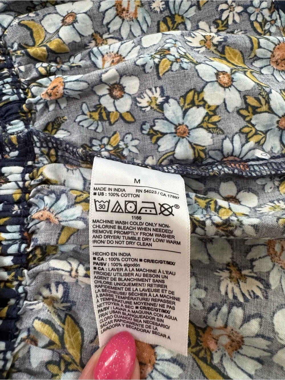Old Navy Smocked V-Neck Peplum Top Floral Daisy Puff Sleeve Medium Prairie Boho